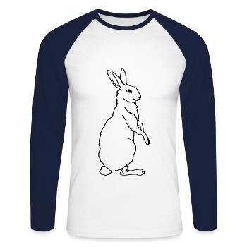 Hare, bunny, easter, easter bunny, illustration - Unisex Long Sleeve Baseball T-Shirt - white/navy - Front - Nik (191cm)
