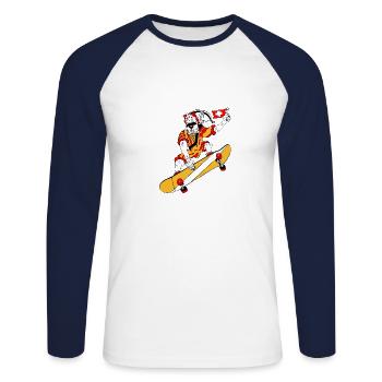 Skateboard, Wiltsch, Frech, Sport, Switzerland - Unisex Long Sleeve Baseball T-Shirt - white/navy - Front - Nik (191cm)
