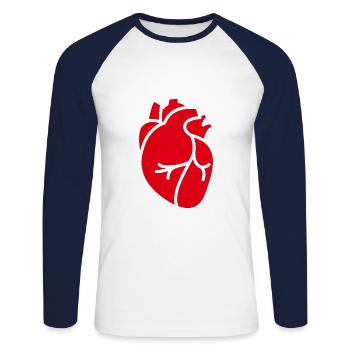 Heart anatomy body organ human medicine cells - Unisex Long Sleeve Baseball T-Shirt - white/navy - Front - Nik (191cm)