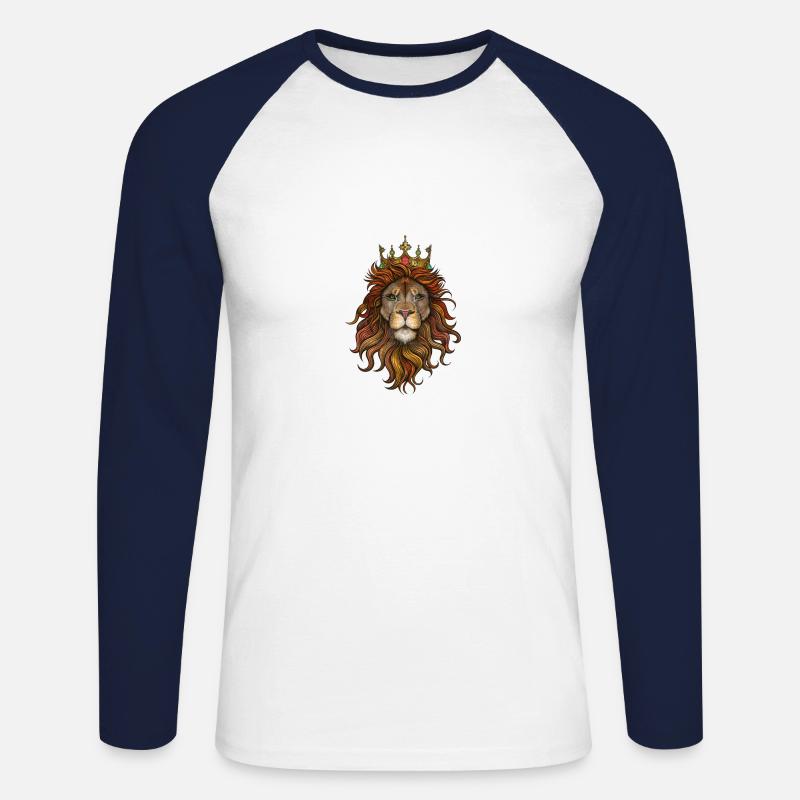 LION - Unisex Baseballshirt langarm - Weiß/Navy