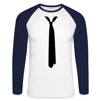 Black tie - Unisex Long Sleeve Baseball T-Shirt - white/navy - Front - Nik (191cm)