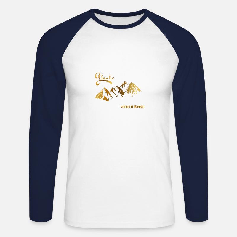 Glaube versetzt Berge - Unisex Baseballshirt langarm - Weiß/Navy