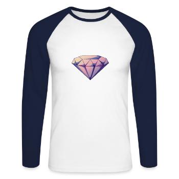 violet gem - Unisex Long Sleeve Baseball T-Shirt - white/navy - Front - Nik (191cm)