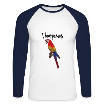 I love parrots - Unisex Long Sleeve Baseball T-Shirt - white/navy - Front - Nik (191cm)