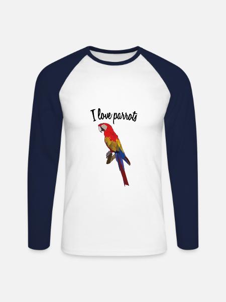 I love parrots - Unisex Baseballshirt langarm - Weiß/Navy