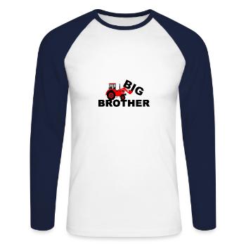 big brother - T-shirt baseball manches longues Homme - blanc/marine - Devant - Nik (191cm)