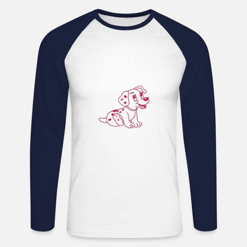 Lustiger Dalmatiner 002 - Unisex Baseballshirt langarm - Weiß/Navy