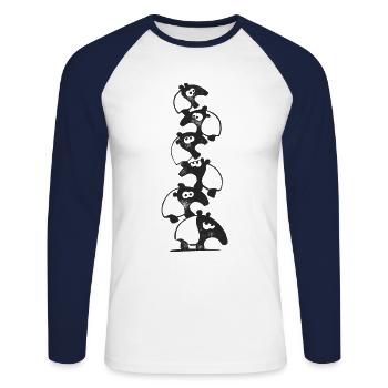 Tapir décontracté tas de tapirs de chat - T-shirt baseball manches longues Homme - blanc/marine - Devant - Nik (191cm)