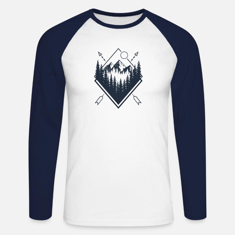North And West - Unisex Baseballshirt langarm - Weiß/Navy
