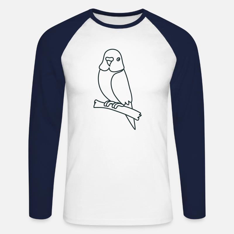 Sitzender Wellensittich - Unisex Baseballshirt langarm - Weiß/Navy