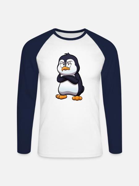 Mad Penguin - Mannen baseballshirt lange mouw - wit/navy