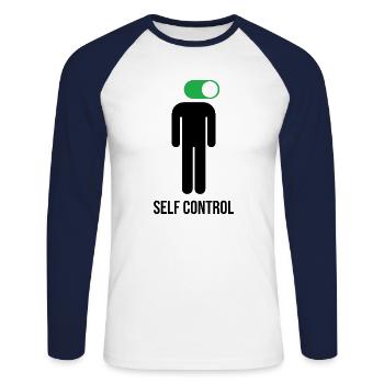 Lustiges Bild Witzig Humor Geschenkidee - Unisex Baseballshirt langarm - Weiß/Navy - Vorne - Nik (191cm)