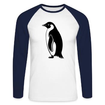 Pingouin - T-shirt baseball manches longues Homme - blanc/marine - Devant - Nik (191cm)