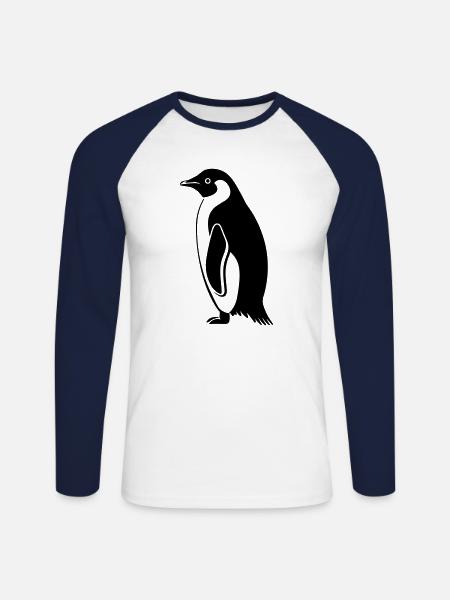 Pinguin - Unisex Baseballshirt langarm - Weiß/Navy