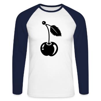 cherry - Unisex Long Sleeve Baseball T-Shirt - white/navy - Front - Nik (191cm)
