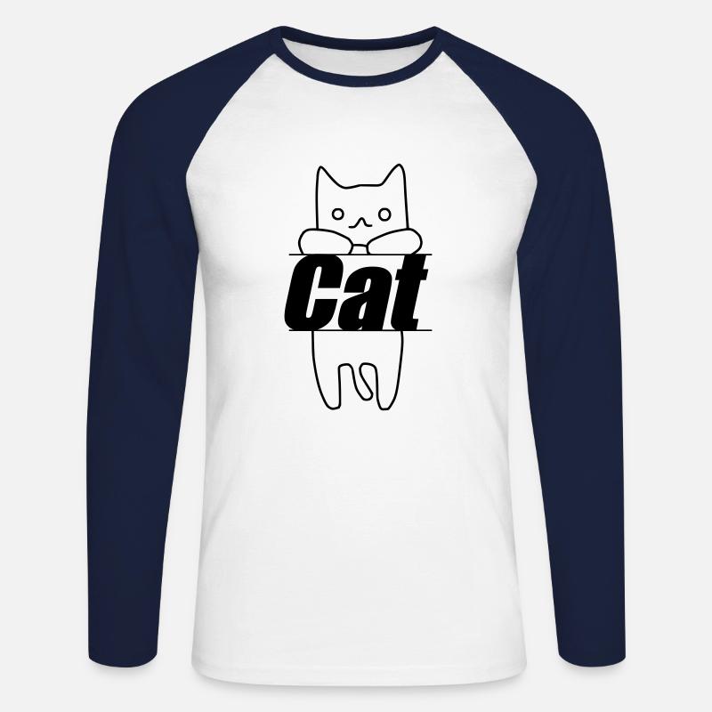 Katze - Unisex Baseballshirt langarm - Weiß/Navy
