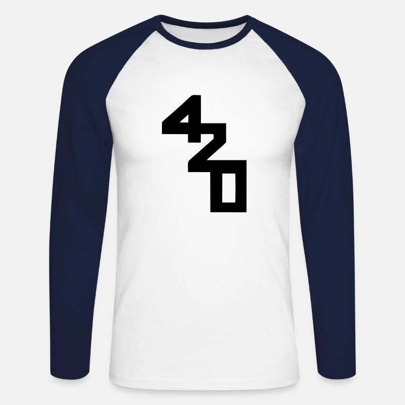 420 Klassenzeichen - Unisex Baseballshirt langarm - Weiß/Navy