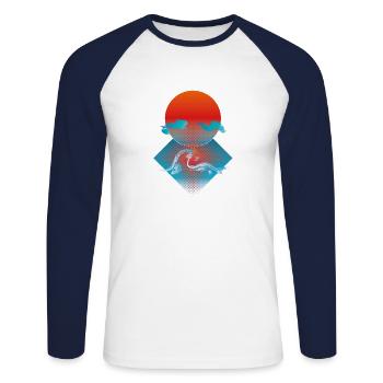Sonnenuntergang - Unisex Baseballshirt langarm - Weiß/Navy - Vorne - Nik (191cm)