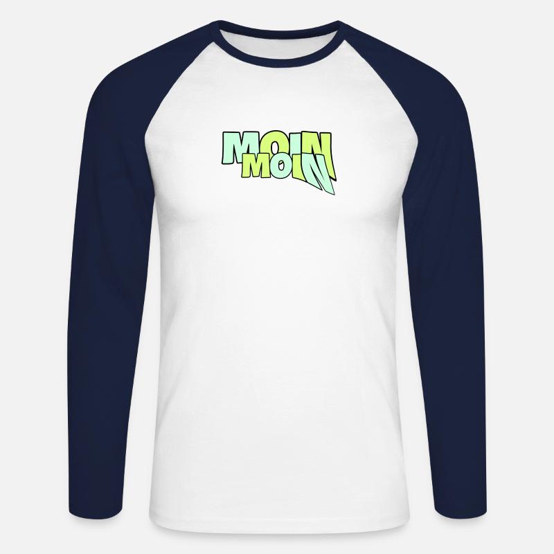 Moin Moin 19 - Unisex Baseballshirt langarm - Weiß/Navy