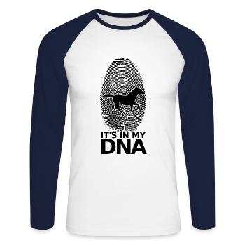 Equestrian Equestrian Pony Equestrian Rider Horse DNA - Unisex Long Sleeve Baseball T-Shirt - white/navy - Front - Nik (191cm)