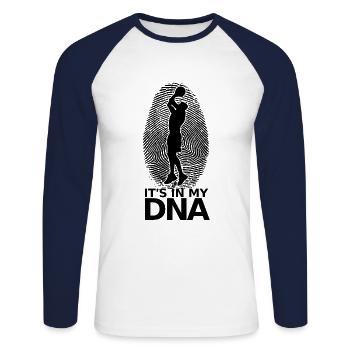 Basket-ball joueur de basket-ball ADN de joueur de basket-ball - T-shirt baseball manches longues Homme - blanc/marine - Devant - Nik (191cm)