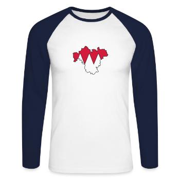 Franken - Unisex Baseballshirt langarm - Weiß/Navy - Vorne - Nik (191cm)