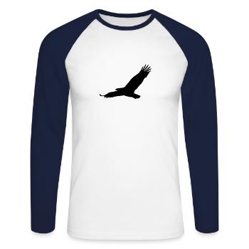 Eagle - Unisex Long Sleeve Baseball T-Shirt - white/navy - Front - Nik (191cm)