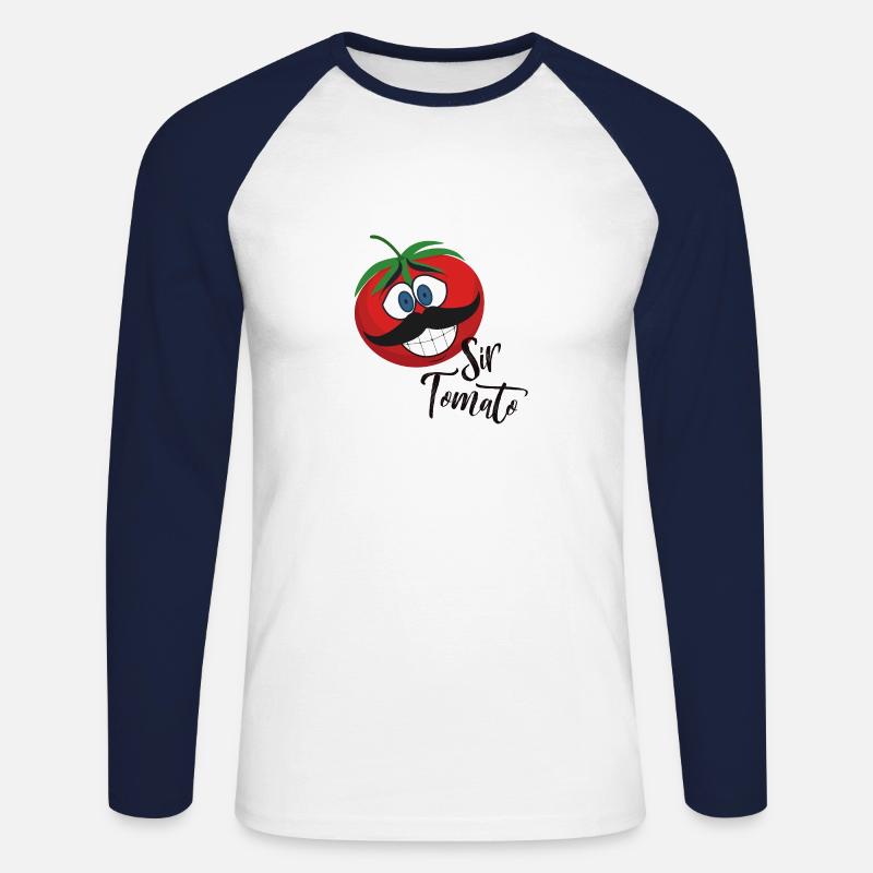 SIR TOMATE | Geschenkidee - Unisex Baseballshirt langarm - Weiß/Navy