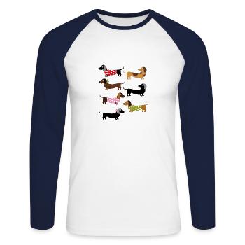 COLORFUL Dachshund - Unisex Long Sleeve Baseball T-Shirt - white/navy - Front - Nik (191cm)