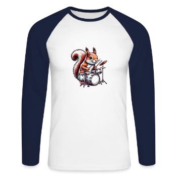 Motocross Sport Eichhörnchen Nüsse Tierliebe - Unisex Baseballshirt langarm - Weiß/Navy - Vorne - Nik (191cm)