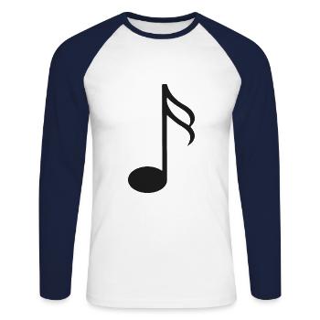 Icône de note de musique - T-shirt baseball manches longues Homme - blanc/marine - Devant - Nik (191cm)