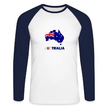 Australia - Unisex Baseballshirt langarm - Weiß/Navy - Vorne - Nik (191cm)