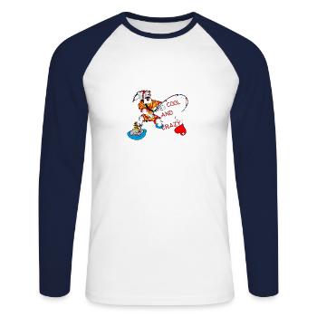 Angler, Wiltsch, Tiere, Natur, Wasser, Schweiz - Unisex Baseballshirt langarm - Weiß/Navy - Vorne - Nik (191cm)
