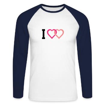 I love - Unisex Baseballshirt langarm - Weiß/Navy - Vorne - Nik (191cm)