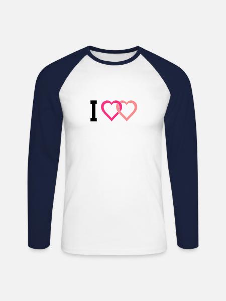 I love - Unisex Long Sleeve Baseball T-Shirt - white/navy