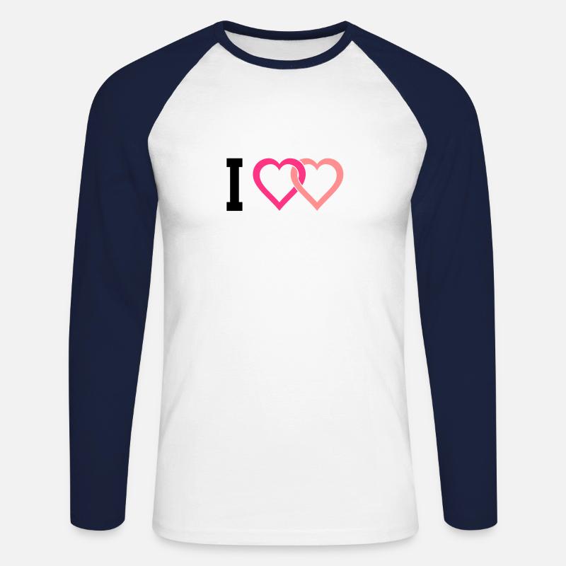 I love - Unisex Baseballshirt langarm - Weiß/Navy