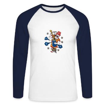 Blues, Wiltsch, Musik, art, mode, style, cool - T-shirt baseball manches longues Homme - blanc/marine - Devant - Nik (191cm)