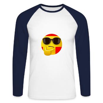 Sourire Sourire Sourire - T-shirt baseball manches longues Homme - blanc/marine - Devant - Nik (191cm)