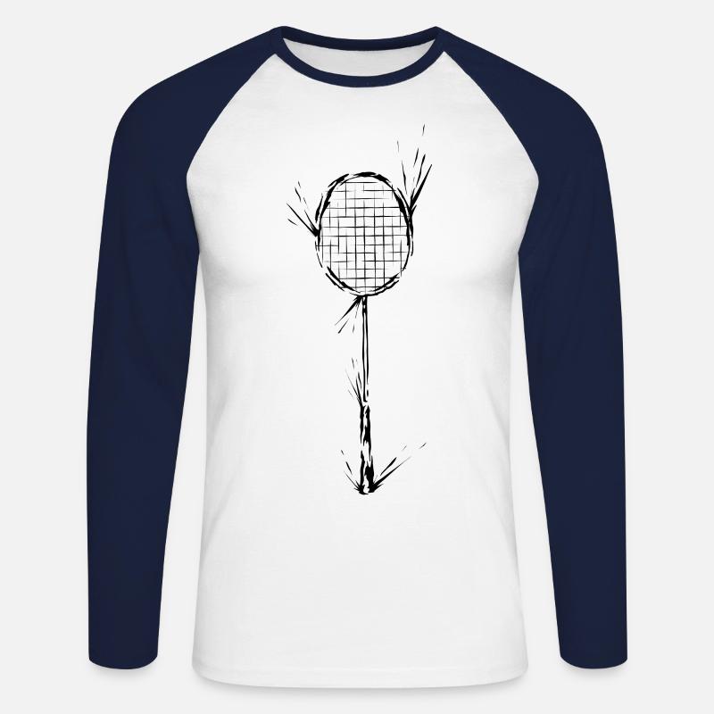 Badminton - Unisex Baseballshirt langarm - Weiß/Navy