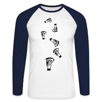 Monnaie Monnaie Silhouette - T-shirt baseball manches longues Homme - blanc/marine - Devant - Nik (191cm)