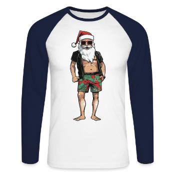 Santa Holiday Santa Claus - Unisex Long Sleeve Baseball T-Shirt - white/navy - Front - Nik (191cm)