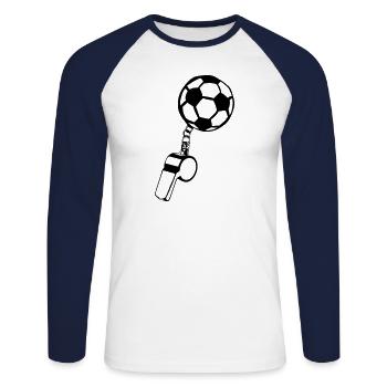 foot sifflet arbitre sport ballon - T-shirt baseball manches longues Homme - blanc/marine - Devant - Nik (191cm)