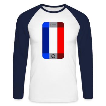 France blue white red Flag Smartphone - Unisex Long Sleeve Baseball T-Shirt - white/navy - Front - Nik (191cm)