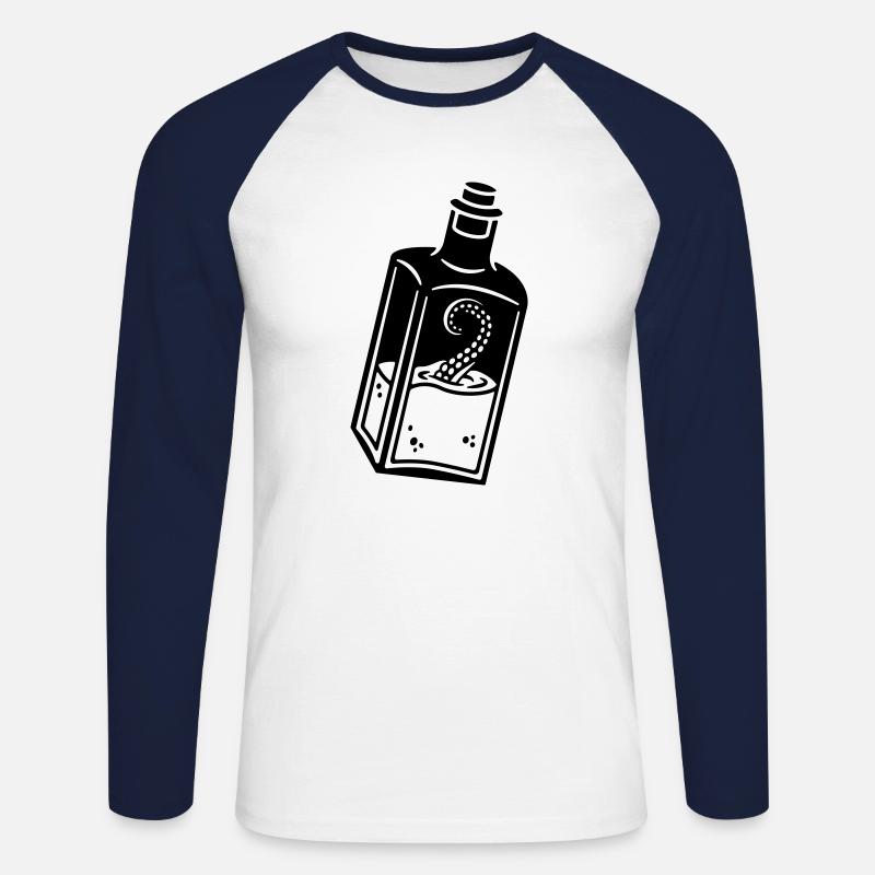 Oktopus in der Flasche - Unisex Baseballshirt langarm - Weiß/Navy
