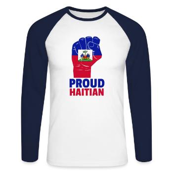 Haiti Haitian Flag Ayiti Haitian I Gift - Unisex Long Sleeve Baseball T-Shirt - white/navy - Front - Nik (191cm)