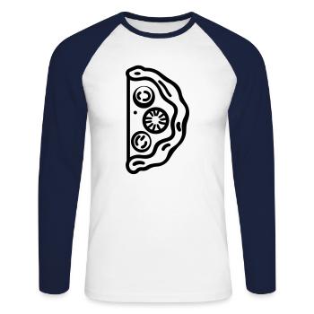 part de pizza - T-shirt baseball manches longues Homme - blanc/marine - Devant - Nik (191cm)