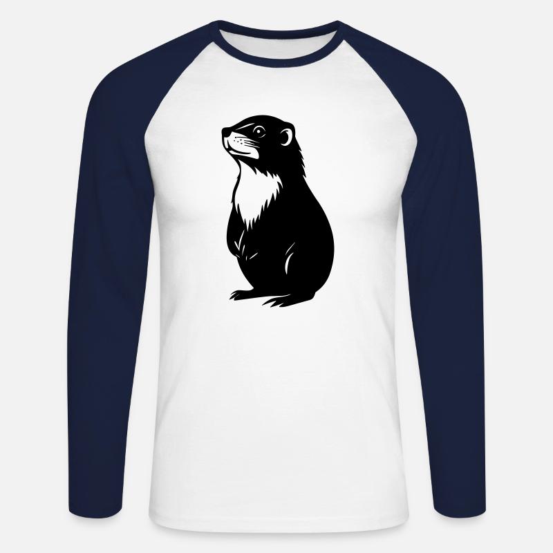 Murmeltier - Unisex Baseballshirt langarm - Weiß/Navy