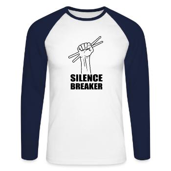 Schlagzeug, Trommel, Musik, Instrument - Unisex Baseballshirt langarm - Weiß/Navy - Vorne - Nik (191cm)