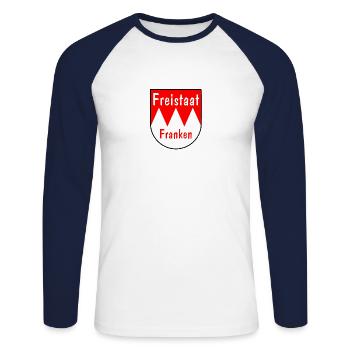 Etat libre de Franconie - T-shirt baseball manches longues Homme - blanc/marine - Devant - Nik (191cm)