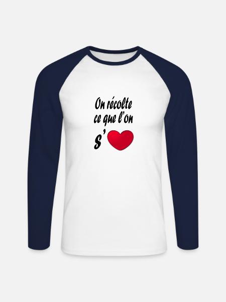 we reap what we love - Unisex Long Sleeve Baseball T-Shirt - white/navy